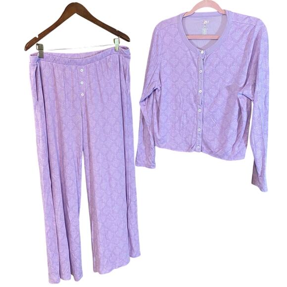 Roller Rabbit Lavender jemina nessa Pajama Set XL Pima Cotton Modal Soft Sleep - Picture 2 of 9